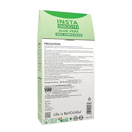 DR.RASHEL Insta Smooth  Aloe Vera Wax Strips Painless back.webp