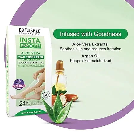 DR.RASHEL Insta Smooth  Aloe Vera Wax Strips Painless label.webp