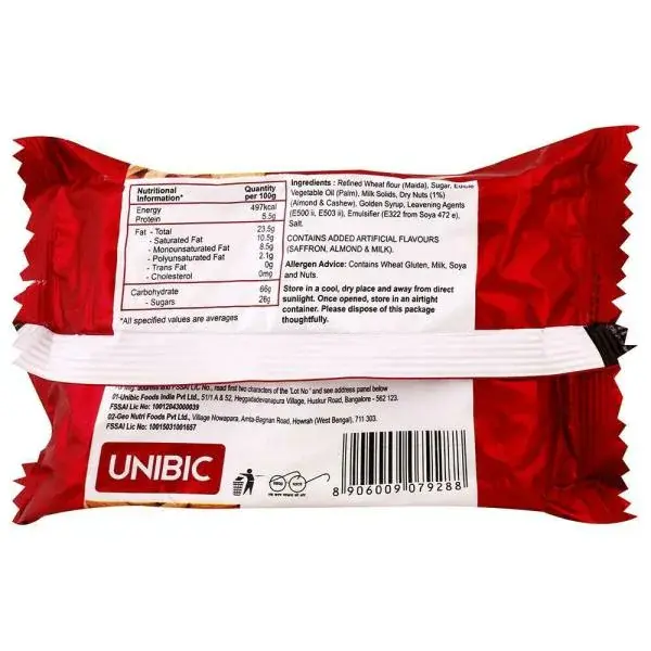 Unibic Kesar Cashew Badam Cookies  back.webp