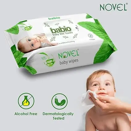 NOVEL Baby Wet Wipes with Alovera extract 72 Sheets with LID2.webp