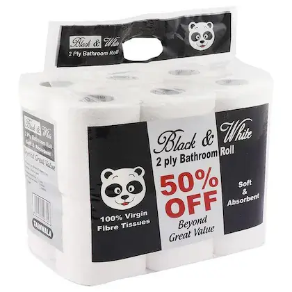 Black & White 2 Ply Bathroom Roll 275 sheets2.webp