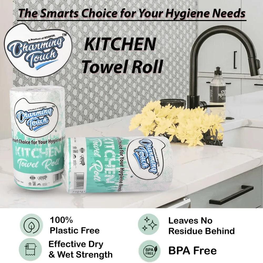 charming touch Kitchen Towel Roll 100% Virgin Pulp Pack of 53.webp