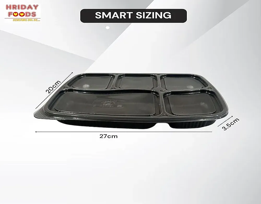 Hriday Foods Serving Dil se 5-Partition Disposable Meal Trays2.webp