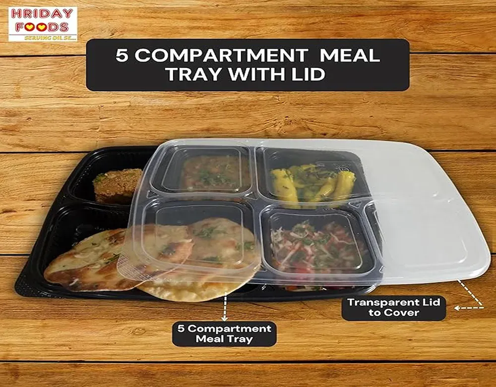 Hriday Foods Serving Dil se 5-Partition Disposable Meal Trays1.webp