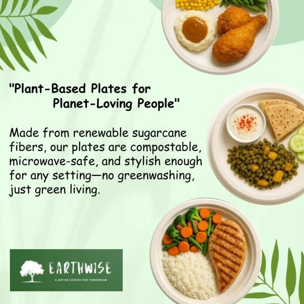 EARTHWISE Bagasse 12 inch, 50-Pack Round Plates  Eco-Friendly Biodegradable Like Bamboo Wood Plates 2.webp