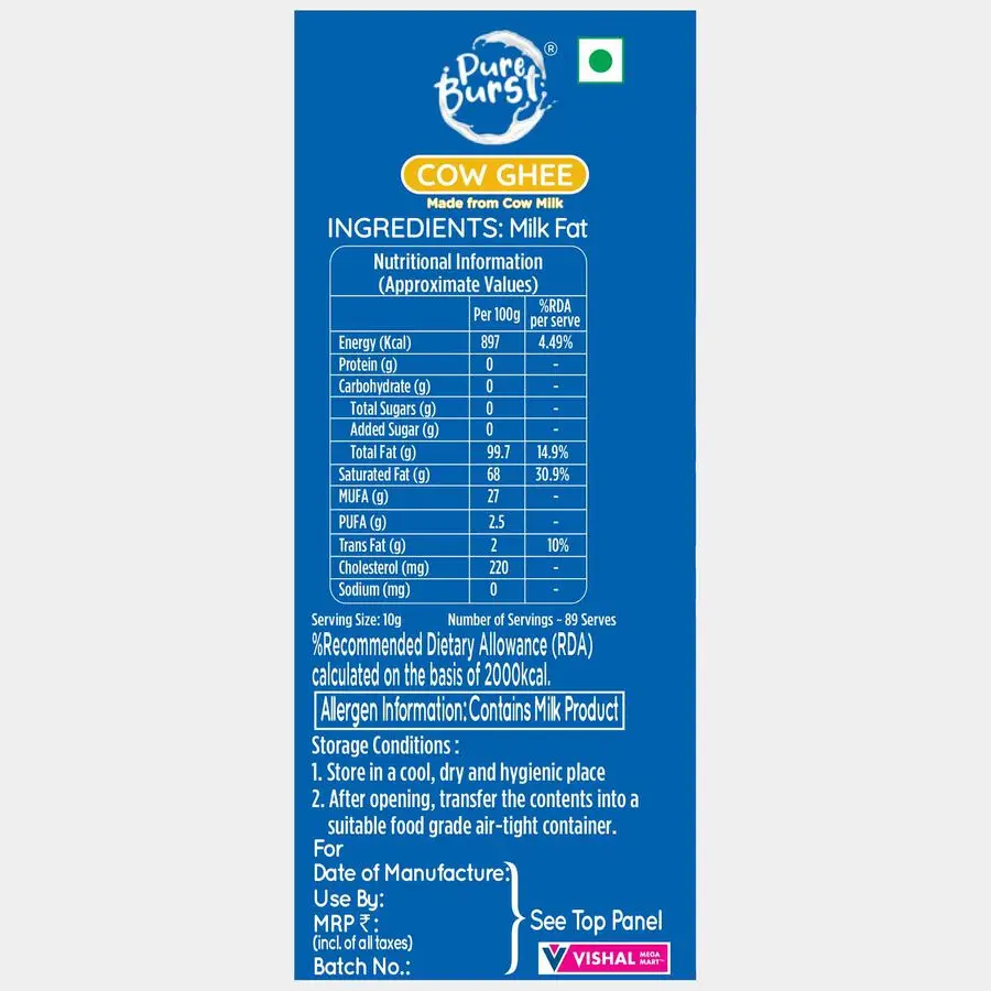 Pure Burst Pure Burst Cow Ghee back.webp