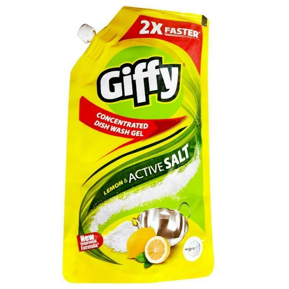 Giffy Lemon & Active Salt Concentrated Dishwash Gel   (900ml)