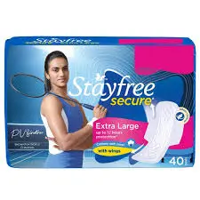 Stayfree Secure Cottony Soft Cover Sanitary Napkin with Wings (40 pads)