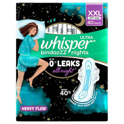 Whisper Bindazzz Nights XXL Sanitary Pads 40 Pads