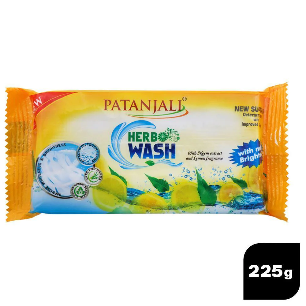 Patanjali Anti-Bacterial Neem Citrus Lemon Herbo Wash Detergent Bar