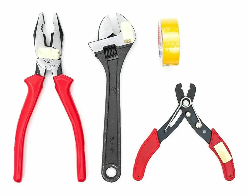 Globus Durable Plier, Wire Stripper, Adjustable Wrench and Electric Tape 