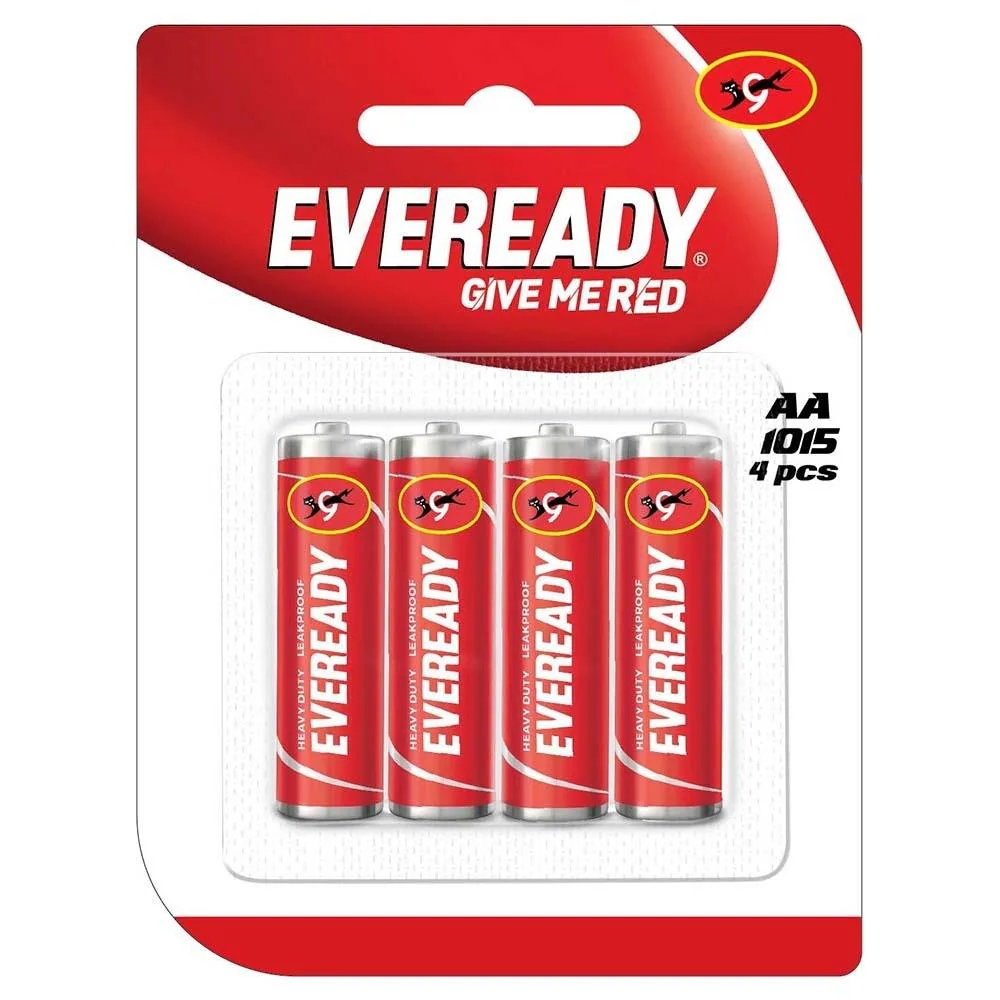 Eveready Red 1015 AA Carbon Zinc Batteries  