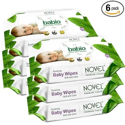 NOVEL Baby Wet Wipes with Alovera extract 72 Sheets with LID