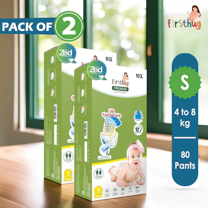 Firsthug Premium Care Baby Diaper Pants 12-Hour Absorption | Double-Layer Protection | Wetness Indicator  