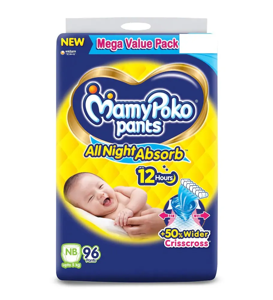 MamyPoko Pants All Night Absorb - New Born 96 Pieces |Baby Diapers |Newborn 