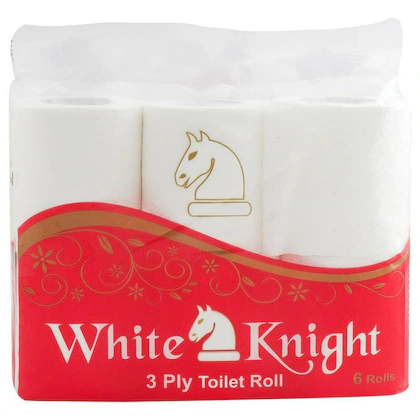 White Knight 3-Ply Toilet Roll 10x10 cm