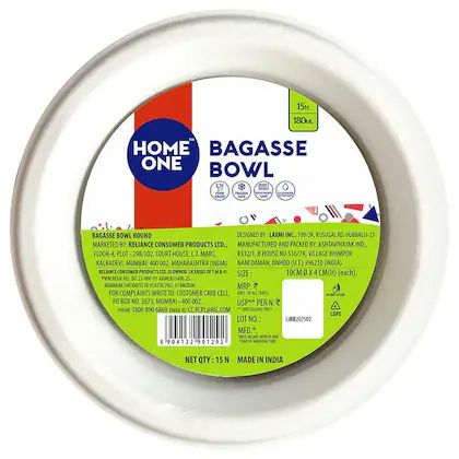 Home One Bagasse Disp Round Bowl 180 ml 