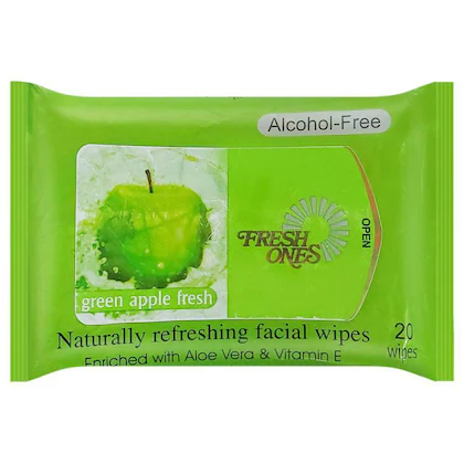 Fresh Ones Green Apple Fresh Facial Wipes 200x150 mm 