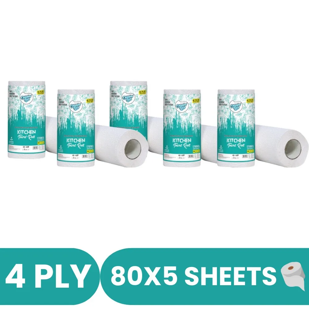 Charming Touch Kitchen Towel Roll 100% Virgin Pulp Pack of 5 
