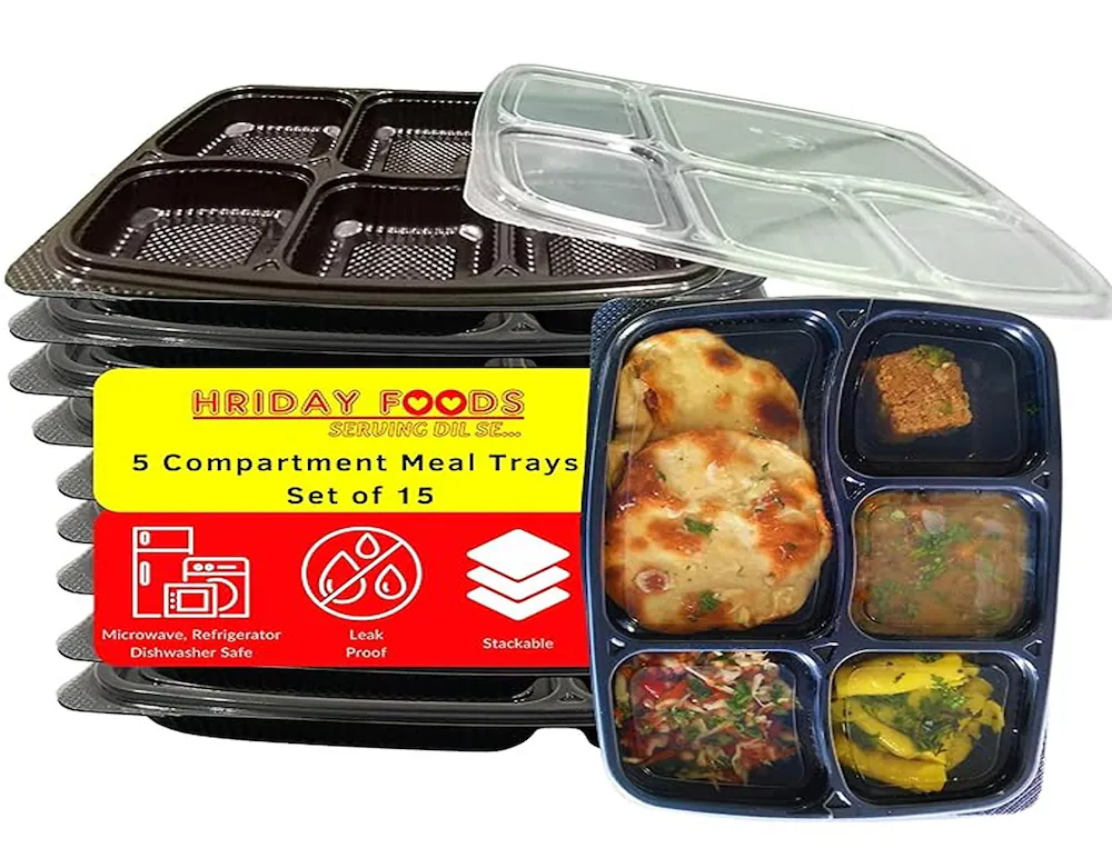 Hriday Foods Serving Dil se 5-Partition Disposable Meal Trays 