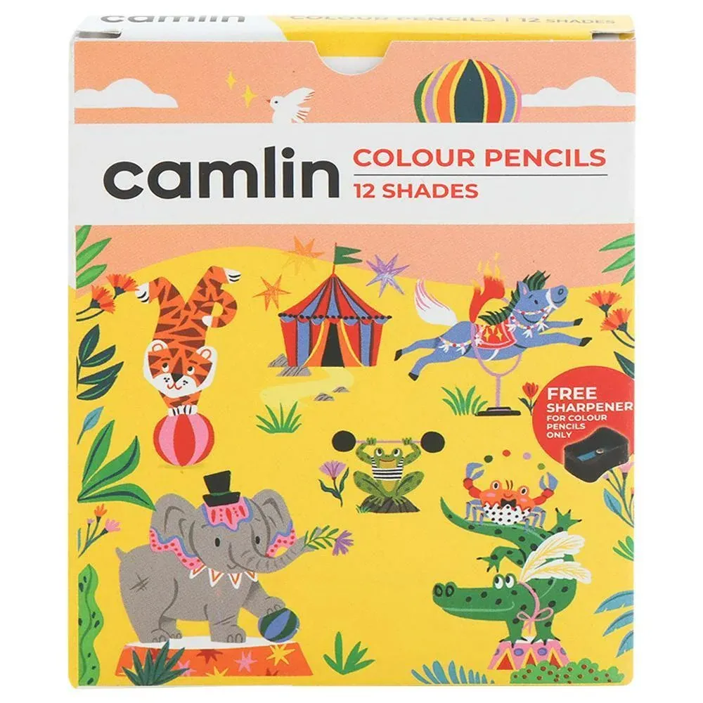 Camlin Assorted Wooden Colour Pencils With Free Sharpener